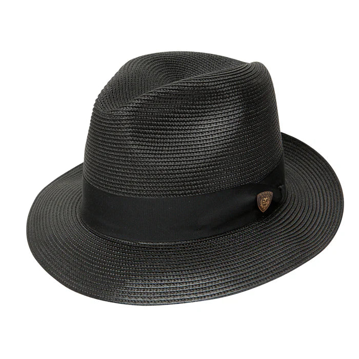 Stetson Black Rosebud Milan Straw Fedora classic brim summer hat