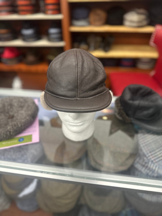 Wool & Lamb Skin Trapper Hat-Brown