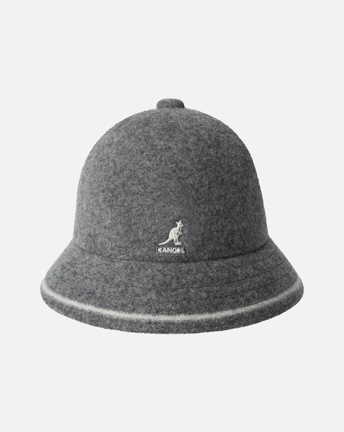 Kangol Wool Casual Bucket Hat – Grey with White Trim