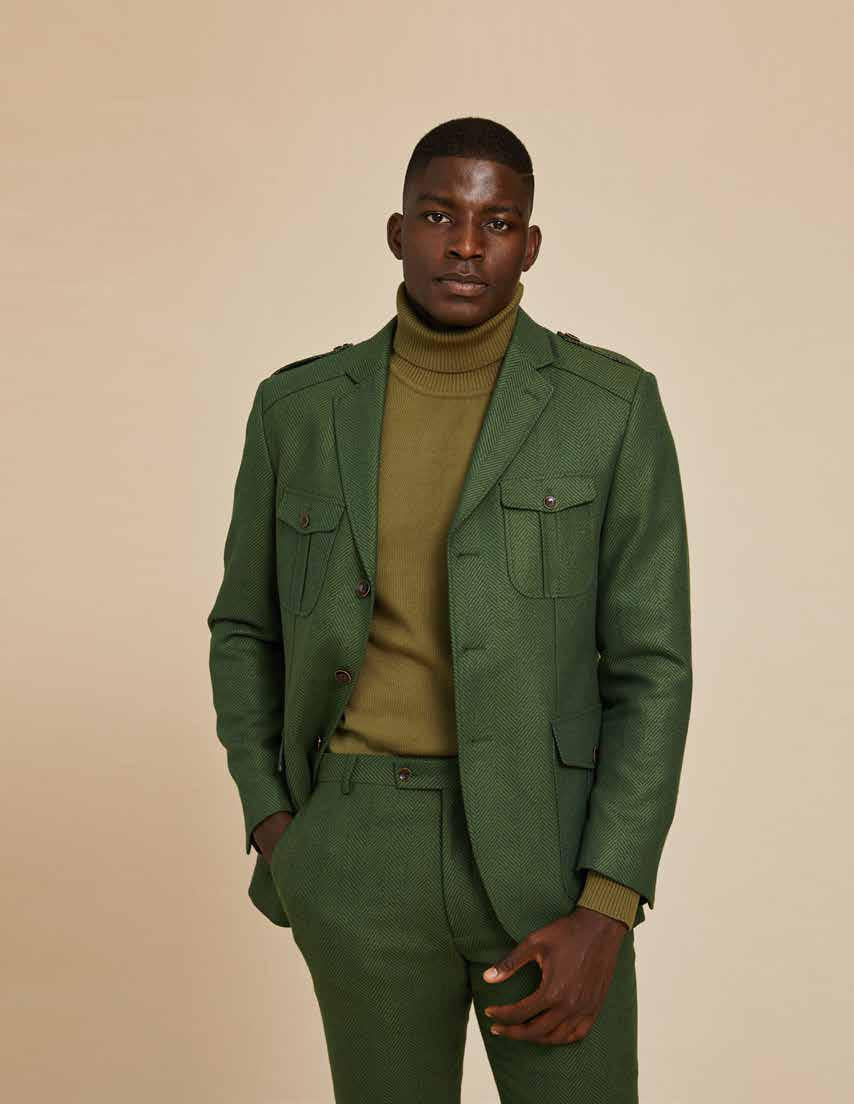 4 Pocket Wool Blend Herringbone Suit