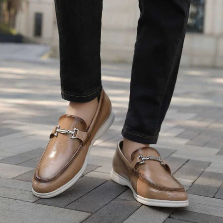 Amali Cahill Beige Men’s Horse Bit Loafers