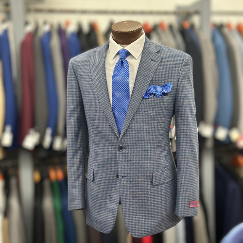 Bertolini Men's Textured Blue Check Blazer