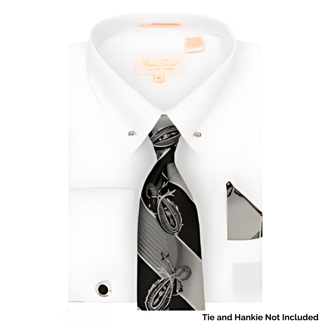 Bruno Conte White Dress Shirt With Collar Bar