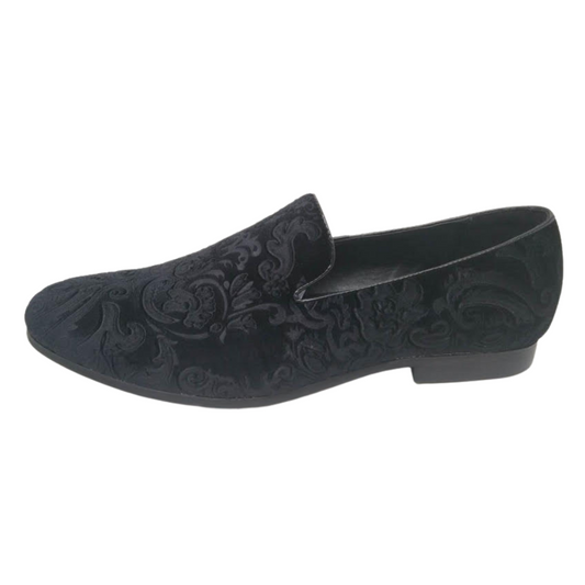 Black Velvet Floral Loafer