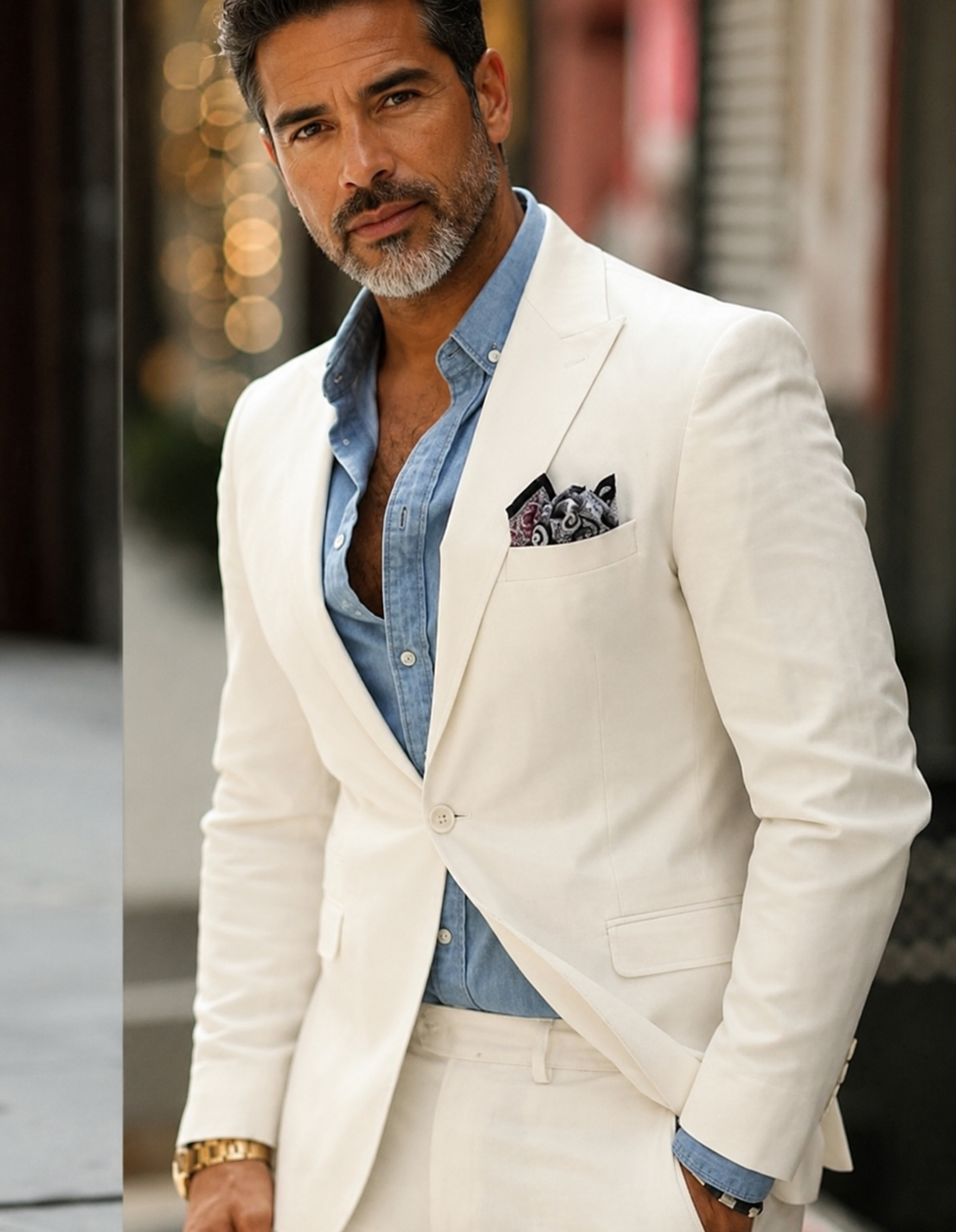 Enzo - White Linen Suit- Special Order Please Call