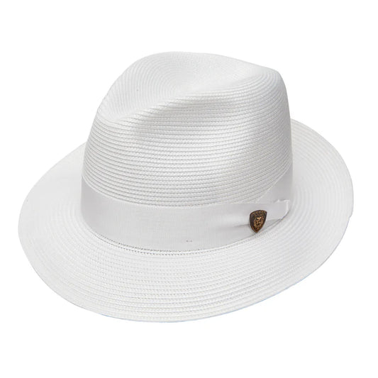 Stetson White Rosebud Milan Straw Fedora classic brim summer hat