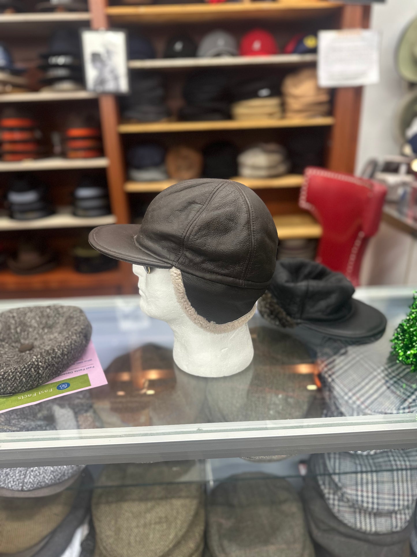 Wool & Lamb Skin Trapper Hat-Brown