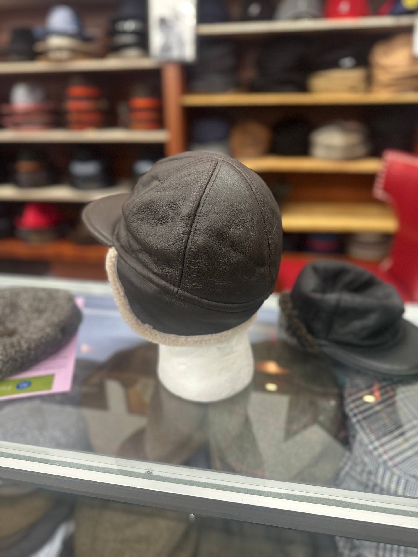 Wool & Lamb Skin Trapper Hat-Brown