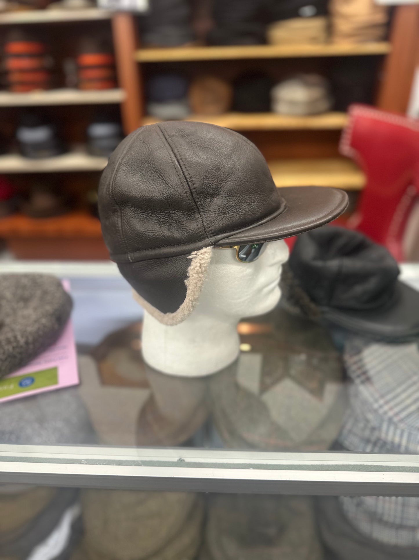 Wool & Lamb Skin Trapper Hat-Brown