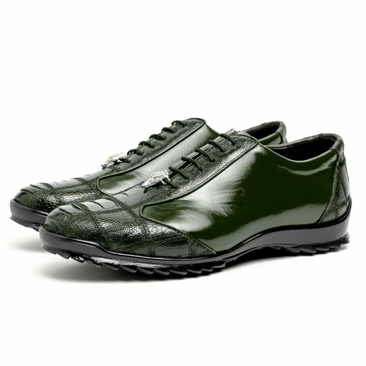 Los Altos Olive Exotic Leather Sneaker – Handcrafted Luxury Footwear