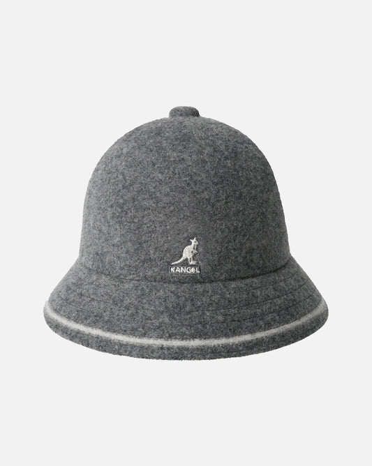 Kangol Wool Casual Bucket Hat – Grey with White Trim