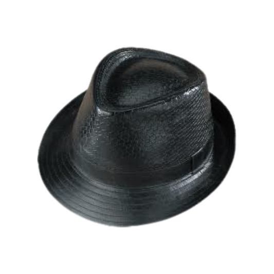 Henschel Black Leather Weaved Fedora