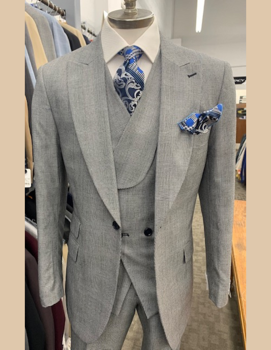 Veno Giovanni 3 Piece Grey  Glen Plaid