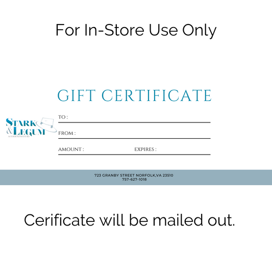 Gift Certificate -Physical