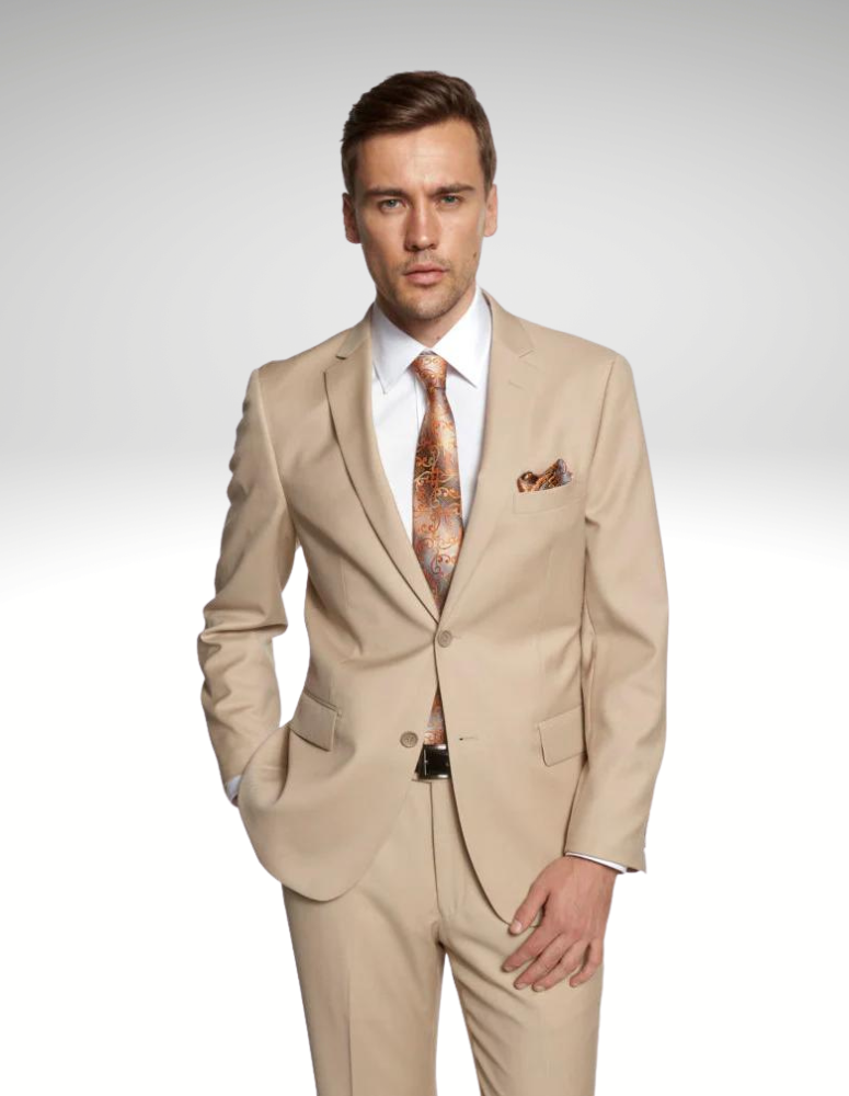 Giorgio Fiorelli Solid Tan Suit