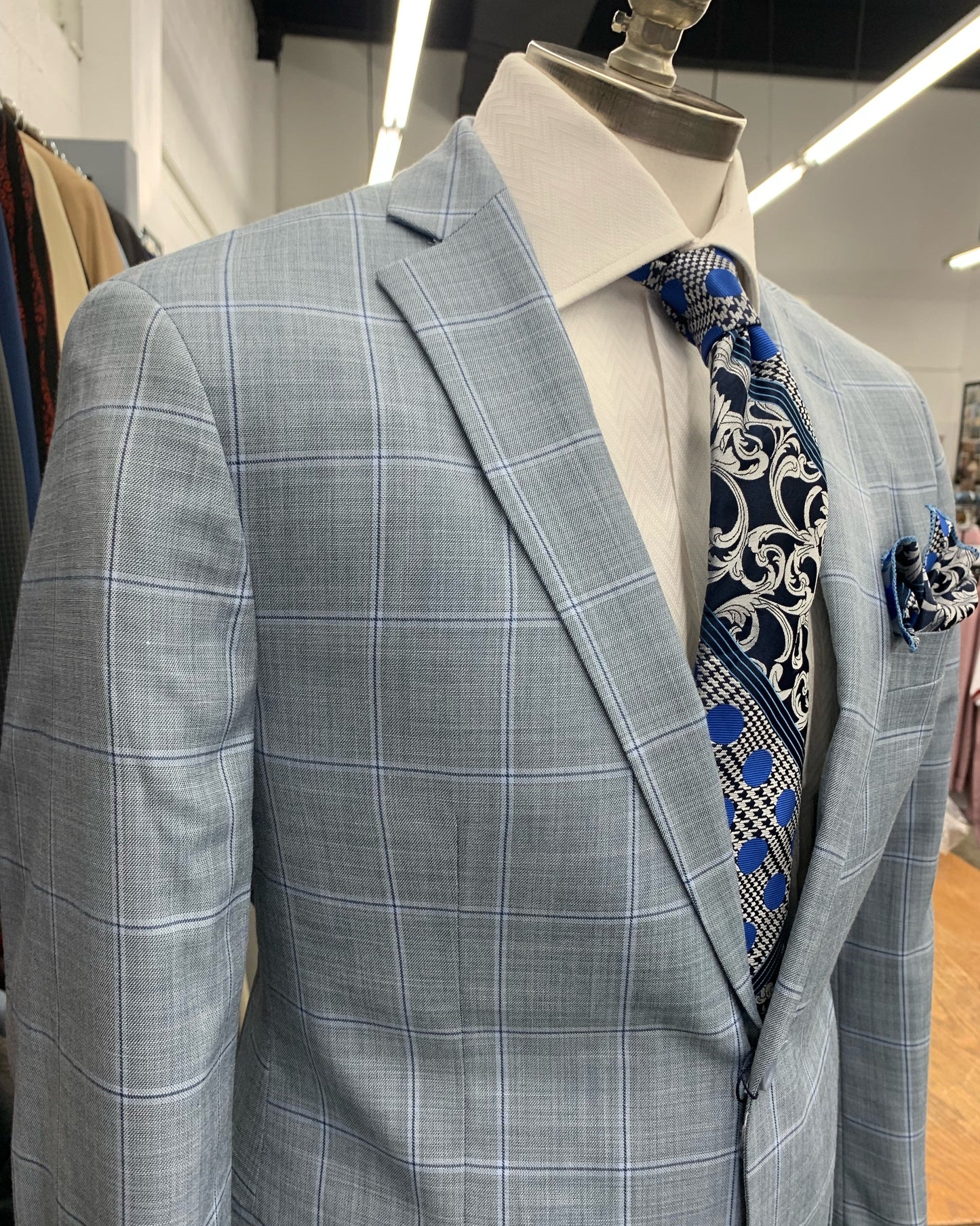 Giorgio Fiorelli Light Blue Window Pane Suit