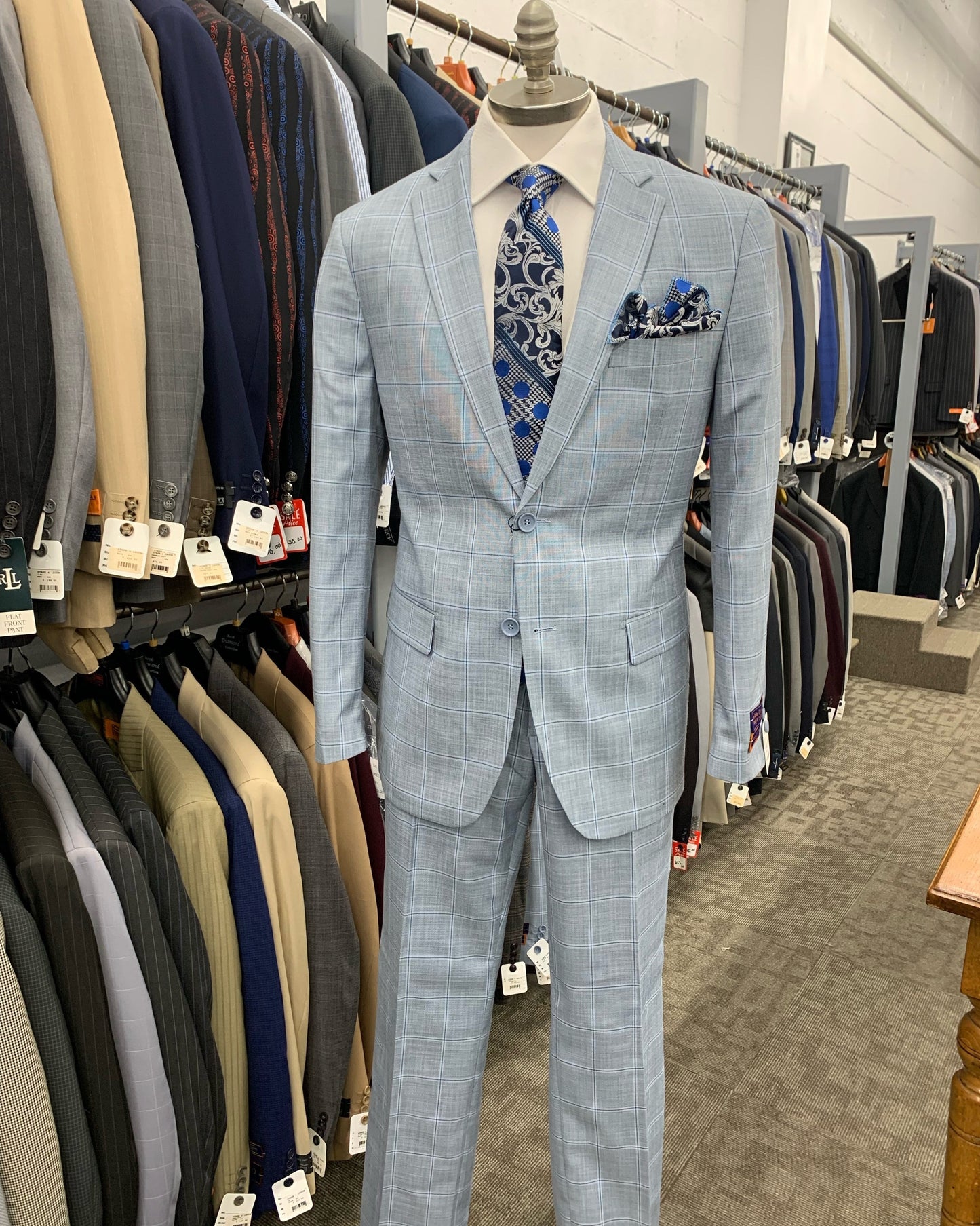 Giorgio Fiorelli Light Blue Window Pane Suit